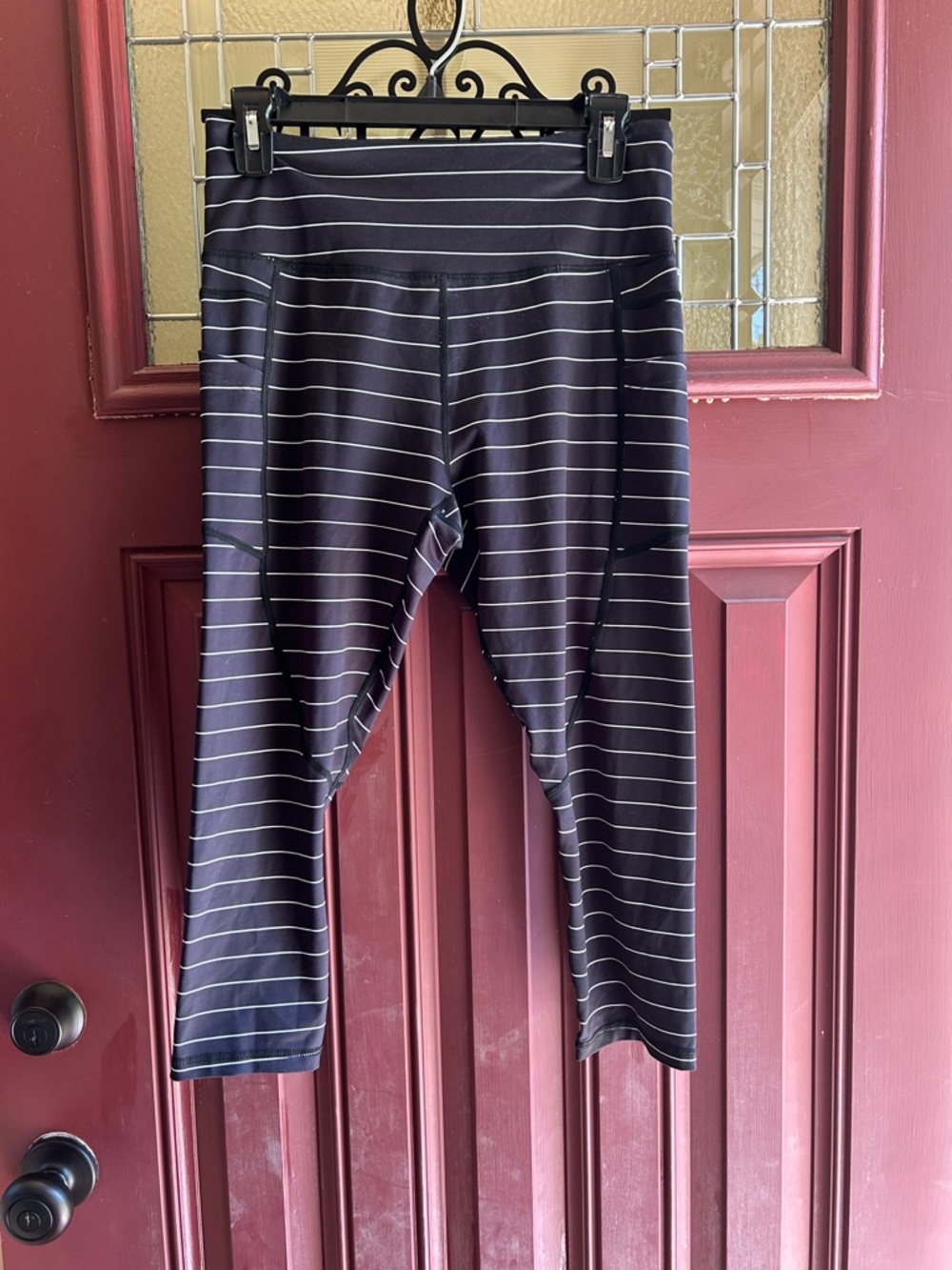 Zyia Black and White Striped Leggings